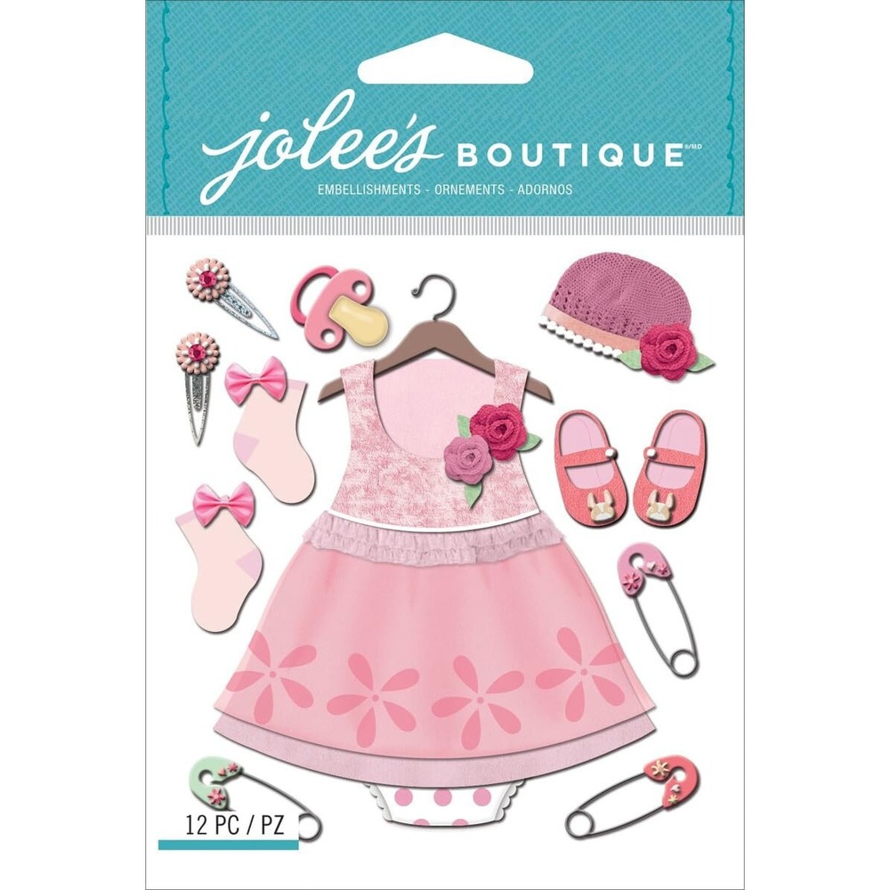 Jolee's Boutique Scrapbook Stickers Baby Girl OS Pink NEW 12pc Dimensional